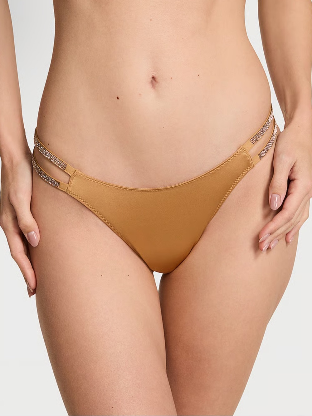 Victoria's Secret Double Strap Shine Thong — Gold